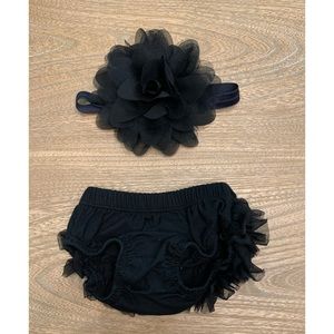 Black ruffle bloomers with matching headband